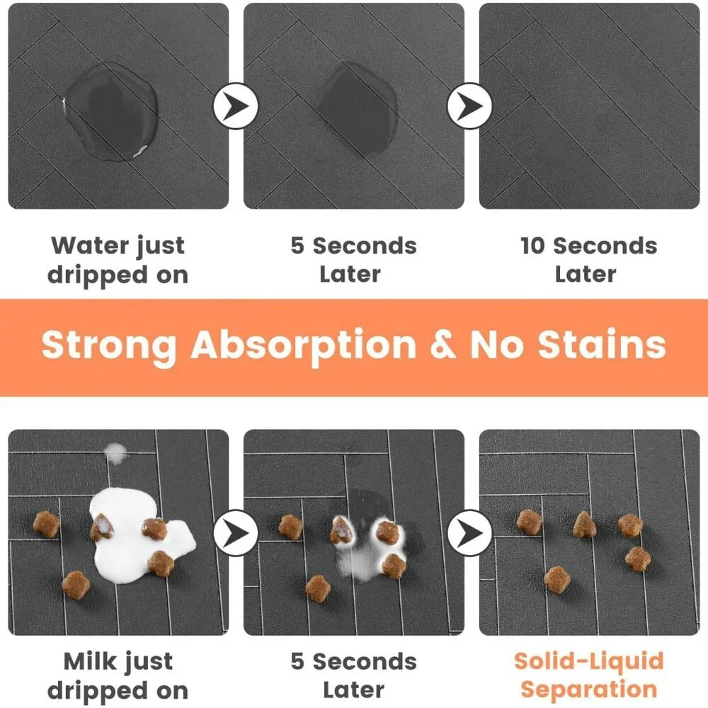 Pet Feeding Mat-Absorbent Pet Placemat for Food and Water Bowl, with Waterproof